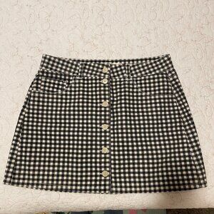 Reformation black and white gingham skirt